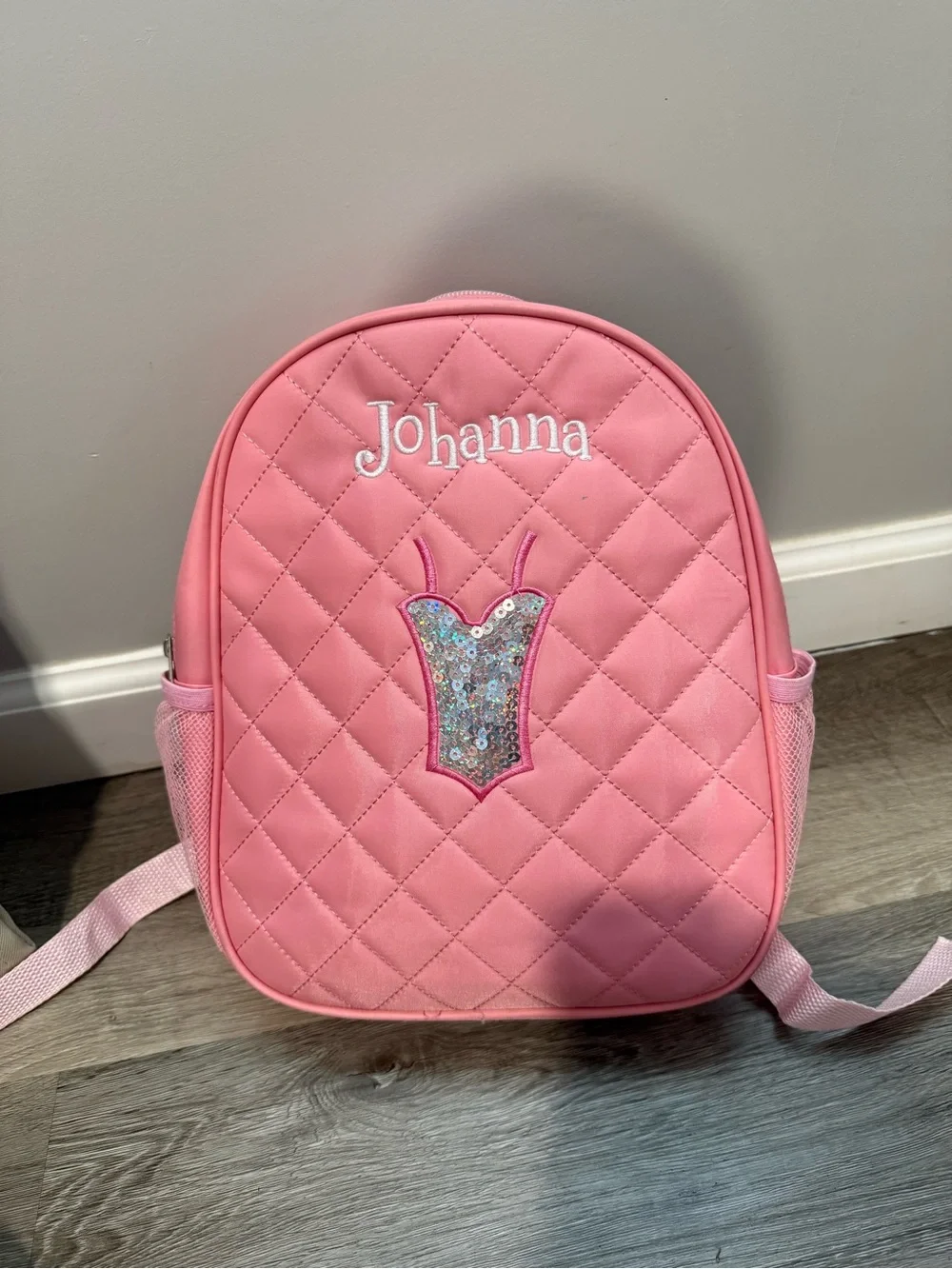 Othr Pink Quilted Kids Backpack with Sequin Ballerina